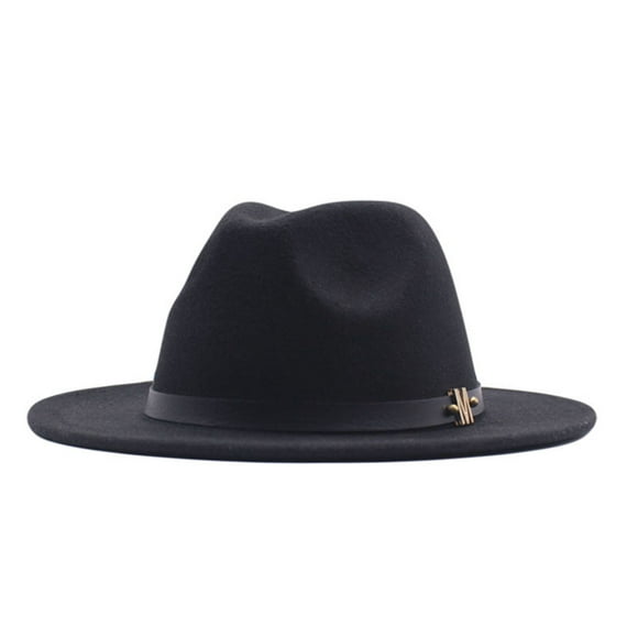 Panama Classique Large Panama Hat Boucle de Ceinture Laine Fedora Hat