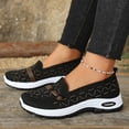 thumbnail image 2 of Women's Woven Slip On Sneakers Non Slip Knit Orthopedic Shoes Breathable Low Top Wide Width Walking Loafers Black Size 7, 2 of 5