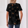 thumbnail image 6 of Domuza Womens Halloween Shirts Casual V Neck Short Sleeve Holiday Henley T Shirt Fall Horror Funny Print Vintage Button Down Tees-A S, 6 of 6