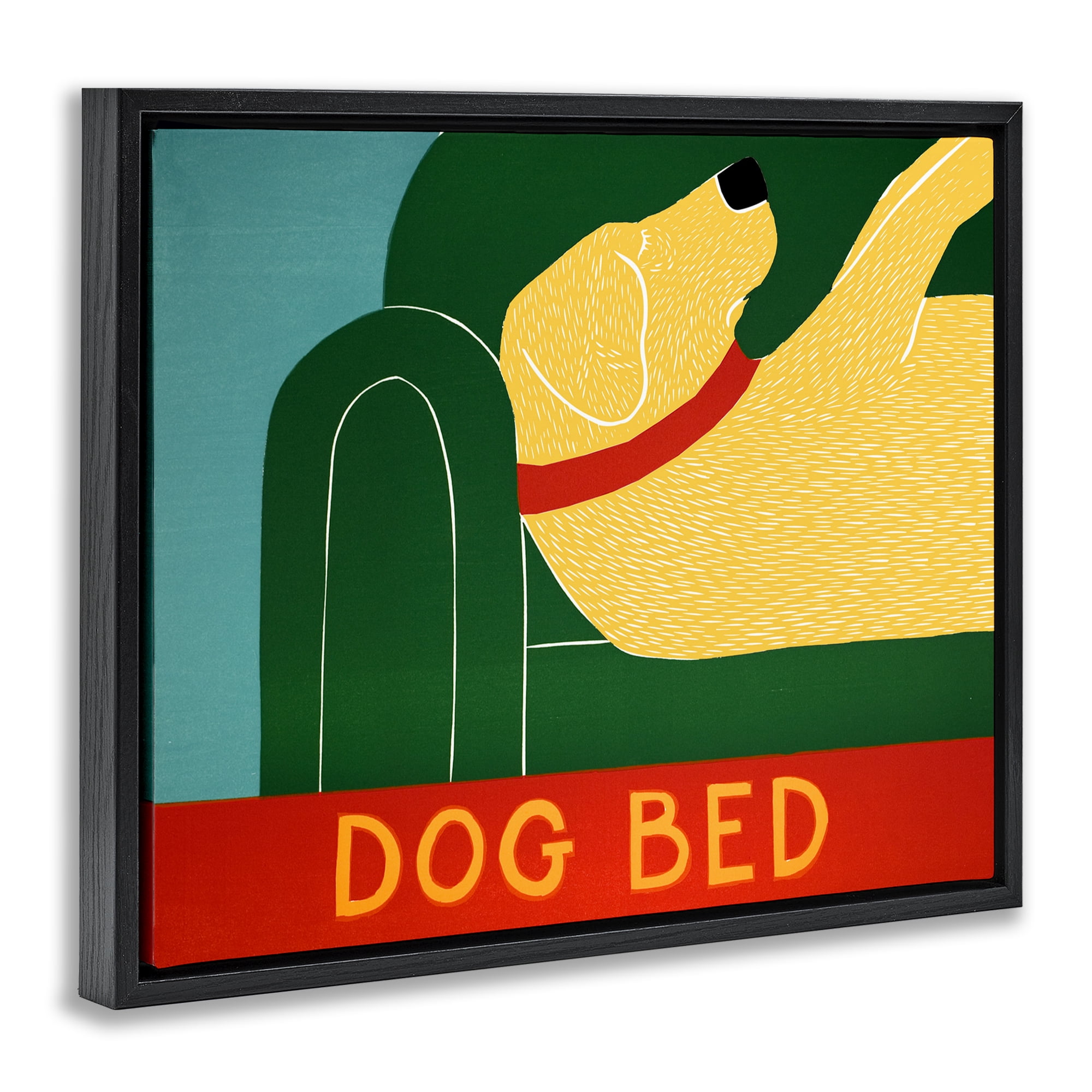 Dog Bed Labrador Black Framed Floater Canvas Wall Art, design by Stephen Huneck