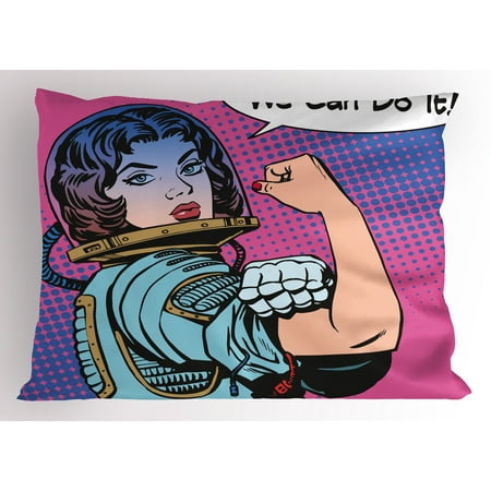 - Comics Pillow Sham Retro 50s 40s Comics Magazine Woman Figure with Woman Rights Idol Image Artwork, Decorative Standard Size Printed Pillowcase, 26 X 20 Inches, Multicolor, by Ambesonne