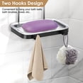 thumbnail image 6 of Moclever 3Tier Soap Bar Holder, Wall Mount Soap Dish Shower Bathroom Shelf with 2 Hooks Clear Trays, Black, 6 of 12