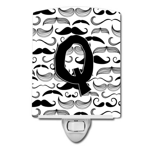 Letter Q Moustache Initial Ceramic Night Light