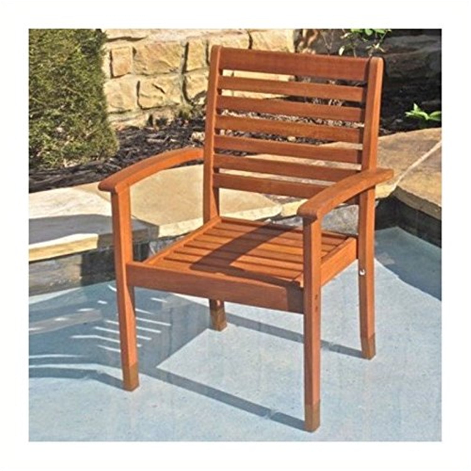 International Caravan Royal Tahiti Oslo Outdoor Contemporary Chairs-Color:Brown Stain,Material:Balau Wood,Number of Items:Set Of 2