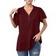 thumbnail image 1 of Camiseta informal de color liso con cuello en V y botones - Cierre clásico con botones, cuello en V versátil, transpirable, 1 of 6