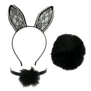 Halloween Black Bunny Ears, Tail, and Choker Set