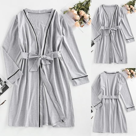 

Zedker Womens Robes Long Sleep Shirts For Women Women Long Sleeve Pure Color Nightdress Home Wear Sexy Thin Nightgown/Bathrobes Clearance