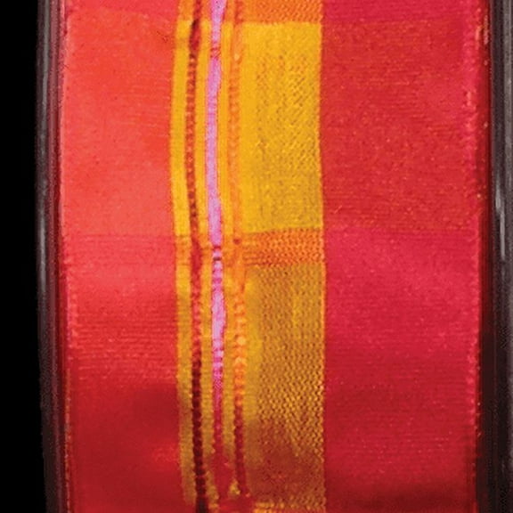 The Ribbon People Sheer Red and Orange Striped Woven Wired Craft Ribbon 1.5" x 27 Yards