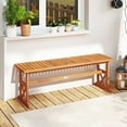 thumbnail image 2 of Gymax 51 Inches Acacia Wood Outdoor Bench w/ Slatted Seat & X-Shaped Frame, 2 of 9
