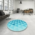 thumbnail image 4 of Ahgly Company Machine Washable Indoor Square Transitional Deep Sky Blue Area Rugs, 3' Square, 4 of 7