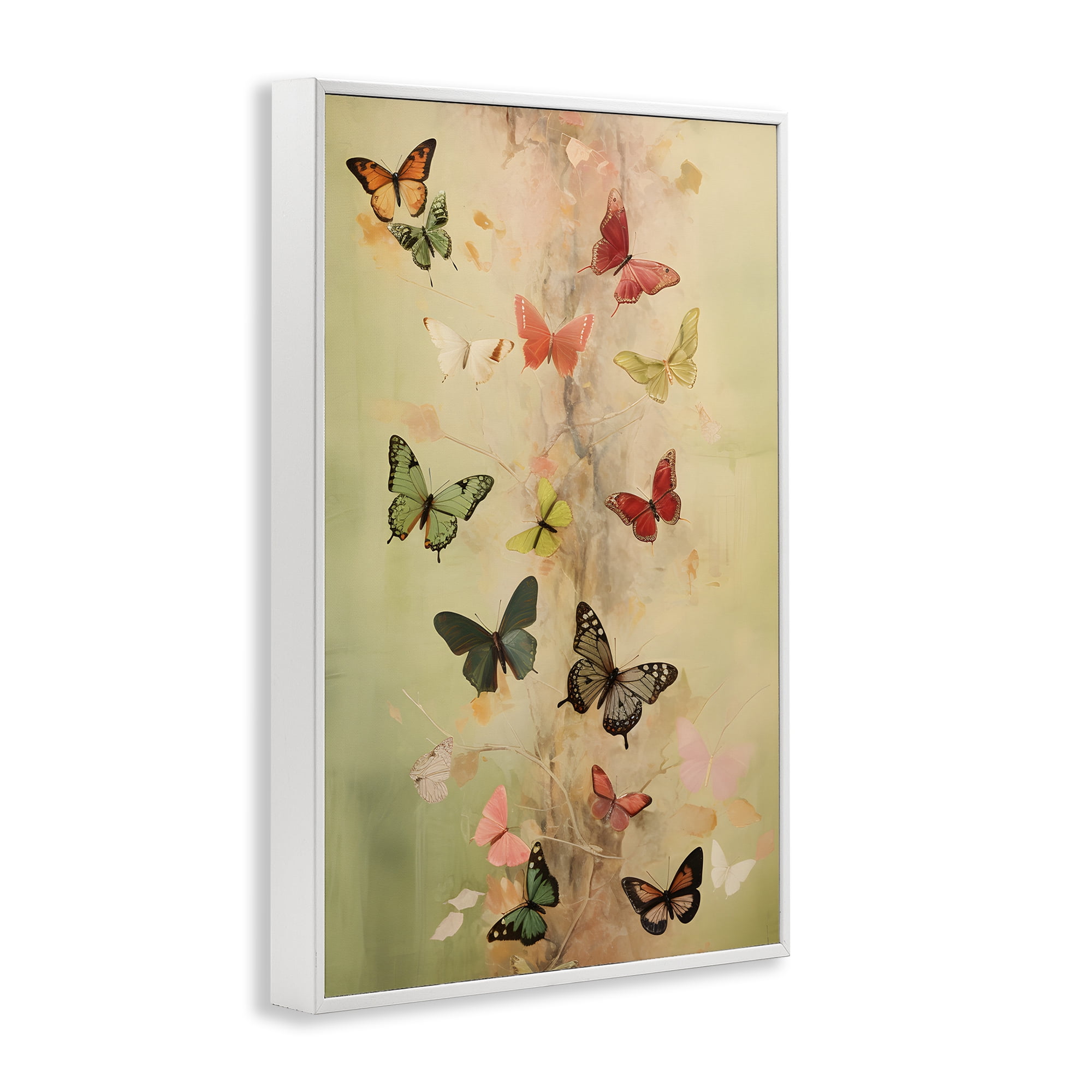 Stupell Industries Fluttering Butterfly Array Animals & Insects Painting White Framed Art Print Wall Art, 20 x 30