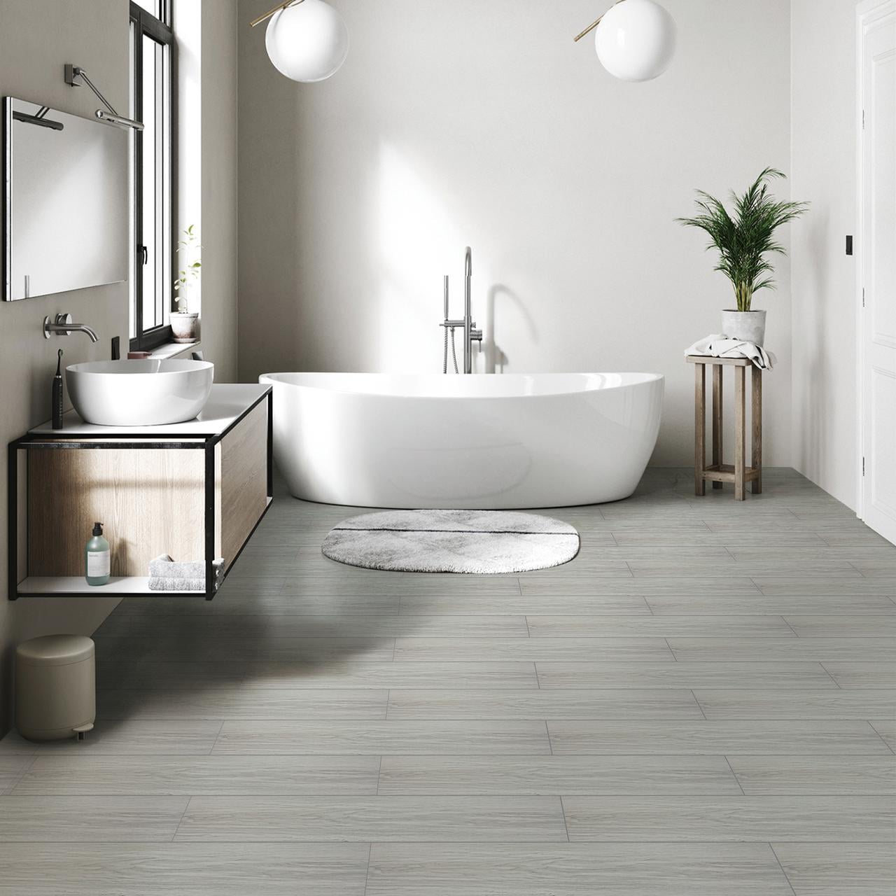 UMIGGEE Grey Wood-Look Peel and Stick Floor 6-in x 35-in (10Pcs/Pack) Vinyl Flooring Self-Adhesive DIY Flooring for Home Decoration Kitchen Dinning Room Bedroom (Cover 14.5 Sq. ft)