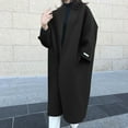 thumbnail image 2 of CZHJS Women's Long Sleeve Trench Coat Baggy Maxi Duster Outwear Notch Stand Collared Coat Lady Casual Jackets Winter Clothes Thicken Jackets Outdoor Trendy Solid Color Black Free Size, 2 of 7