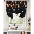thumbnail image 3 of Christmas Black Tie Up Curtains for Window, Winter White Snowflake Xmas Balls Thermal Insulted Balloon Shade Adjustable Rod Pocket Curtains Valance Panels for Kitchen Bathroom Café 42 x 63, 3 of 7