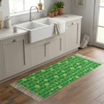 thumbnail image 6 of Area Rug with Tassels 2' x 5', St. Patrick's Day Spring Bright Green Clovers Kitchen Runner Rug for Hallway Bedroom Throw Rugs, Plant on Stripe Soft Door Mat for Bathroom Entrance Living Room, 6 of 9