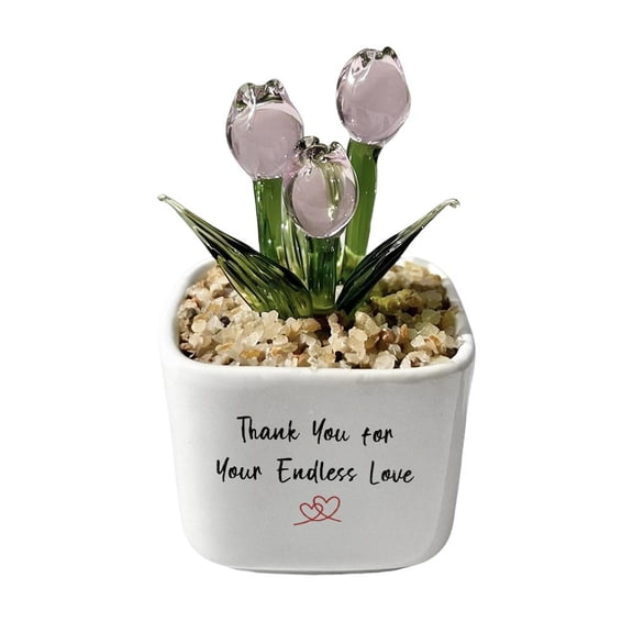 Personalized Glass Tulip Gift For Mom Grandma, Handcrafted Floral Glass Flower Birthday, For Mothers Custo Plant Potted Day
