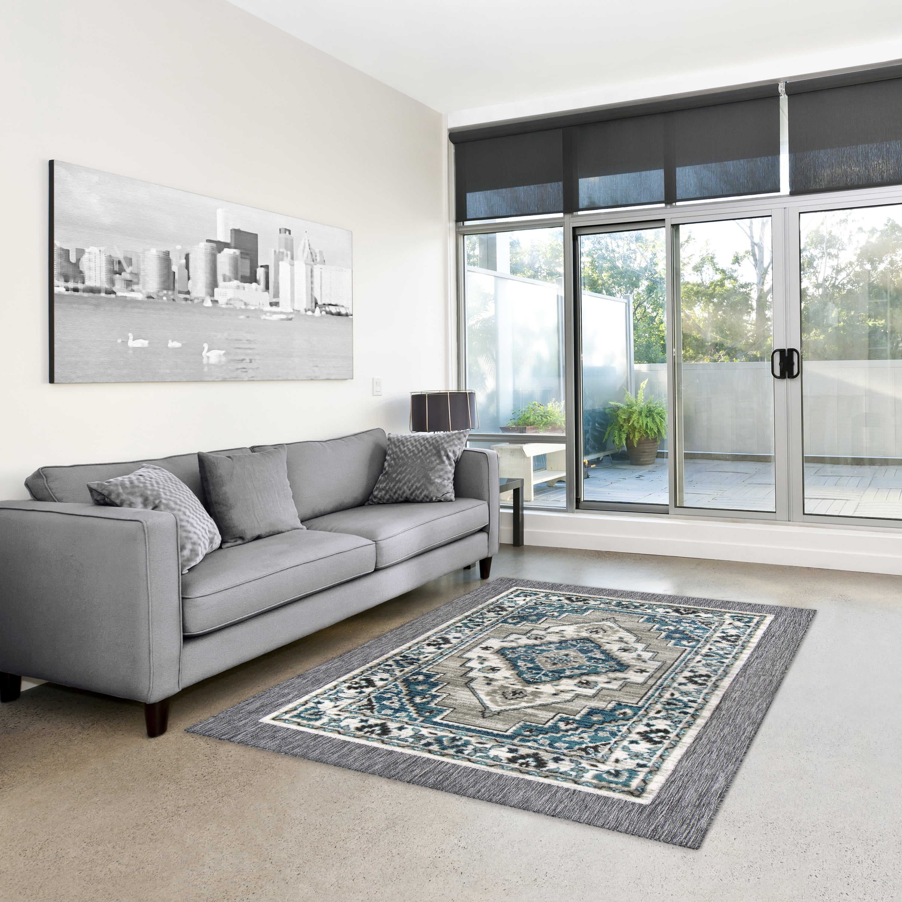 Mainstays Neutral Medallion Persian, Faux Layered, Indoor Area Rug, 5'x7'