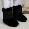 thumbnail image 4 of Botas Nieve Piel Sintética Mujer Punta Redonda Cálido Cómodo Zapatos Planos Al Aire Libre, 4 of 8