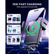 JOYROOM 3 in 1 Wireless Car Charger, 15W Fast Charging Phone Car Mount Auto-Clamping Windshield Dashboard Air Vent Car Phone Holder for iPhone, Samsung, All Smartphones