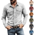 thumbnail image 2 of Yungyresw Denim Shirt Men Vintage Washed Casual Button Down Shrits Relaxed Fit Long Sleeve Workwear Shirt for Weekend, 2 of 4