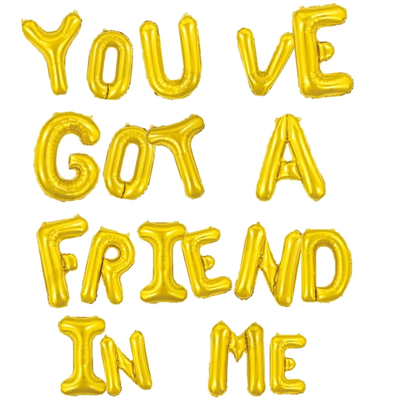 18 Inch Gold You've Got A Friend In Me Balloos Banner, Toy Story Birthday Party Supplies, Gold You've Got A Friend In Me Banner For Friend Party