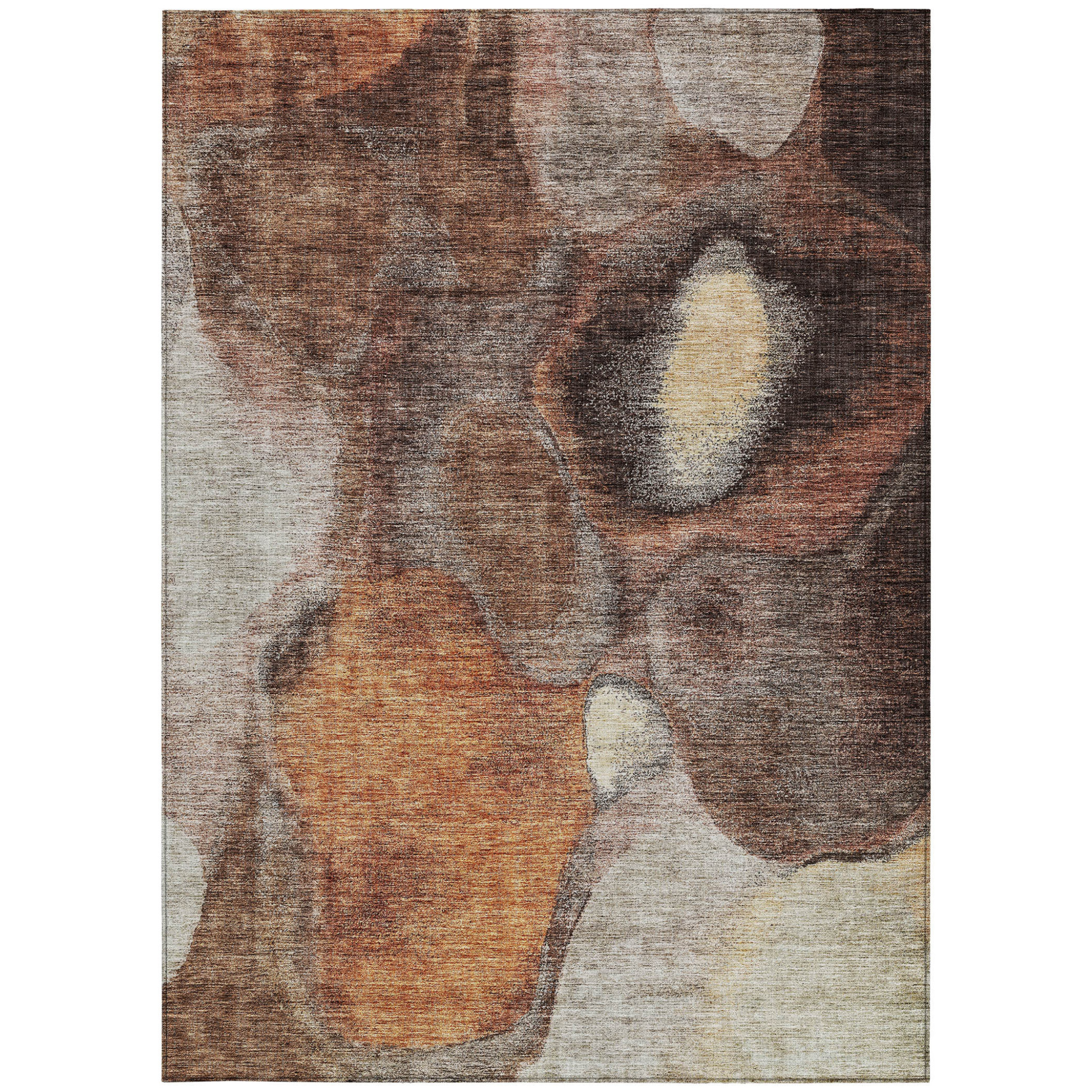 HomeRoots 605832 5 x 8 ft. Coffee, Copper & Beige Abstract Washable Indoor & Outdoor Rectangle Area Rug