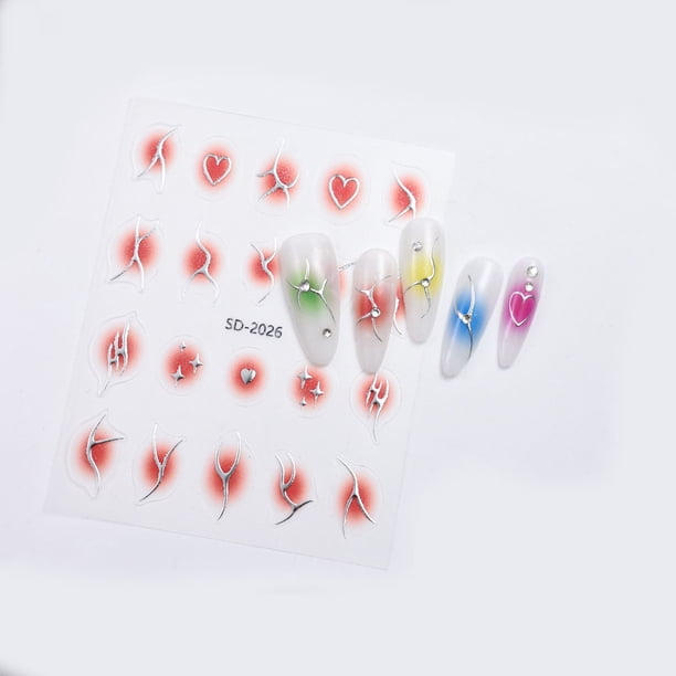 Fiudx Ofertas de la semana Pegatinas para decoración de uñas 5D, pegatinas blancas para uñas, pegatinas autoadhesivas para decoración de uñas