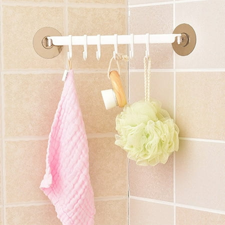 

No Trace Hook Kitchen Bathroom Suction Wall Six Hook Door Rear Sticky Hook