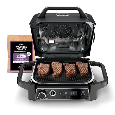 Ninja Woodfire 141” 1500W Outdoor Electric Grill with 7 Cooking Functions