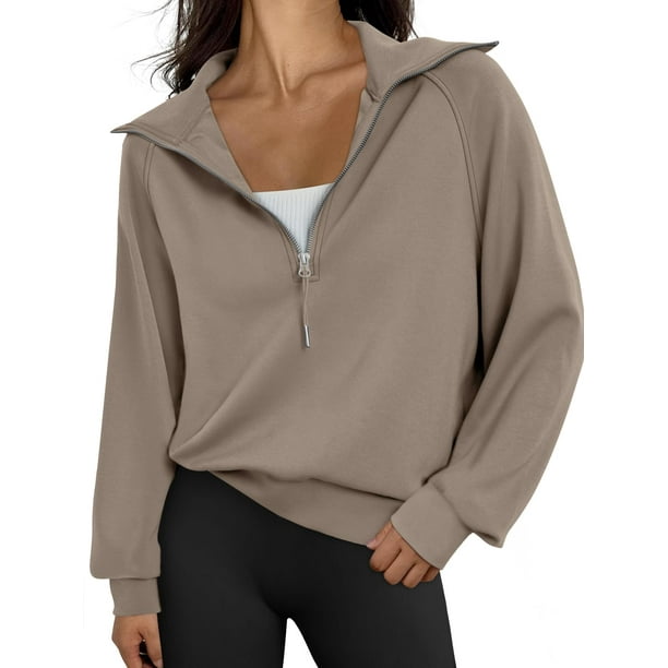 Sudadera Trendy Queen de gran tamaño con media cremallera para mujer