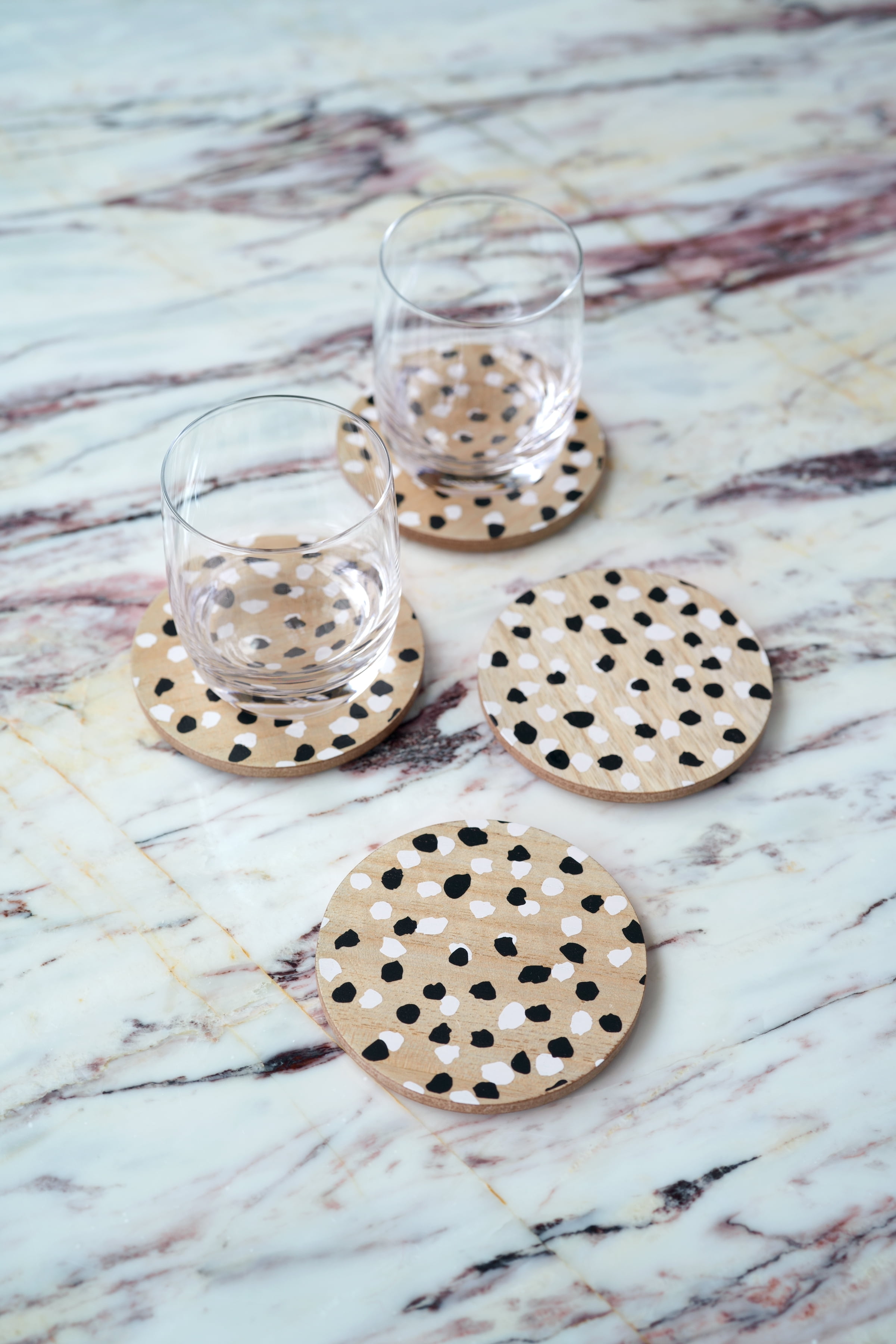 Set Of Four Coasters And Holder By Plum and Peach