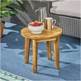 thumbnail image 3 of JERFIT Outdoor Acacia Wood End Table with Slat Design, Teak Finish Small Patio Side Table for Porch, Poolside, Garden, 3 of 9
