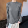 thumbnail image 2 of YOIAVAIOY Women's Mock Turtleneck Shirts, Long Sleeve Mock Neck Pullover Tops Slim Fitted Stretch Undershirt Tee Blouse Dark Gray XL, 2 of 6