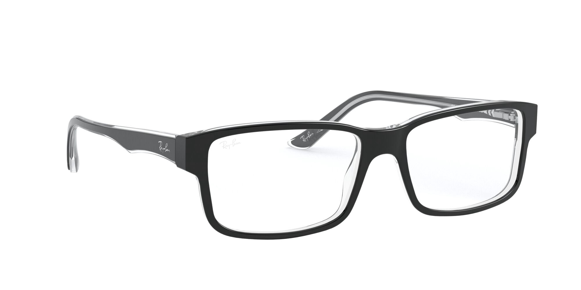 Ray-Ban RB5245 Optics Glasses, Prescription Eyeglasses with Case, Demo Lens/Black On Transparent, Size 54