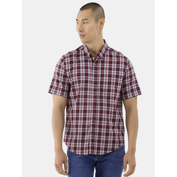 George Men's & Big Men's Short Sleeve Poplin Button-Up Shirt, Sizes S-3XL