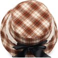 thumbnail image 3 of CoCopeaunts Vintage Plaid Women's Bucket Hat Shade Basin Hat Fashion Casual Folding Lady Winter Fisherman Hat with Black Bowknot, 3 of 8