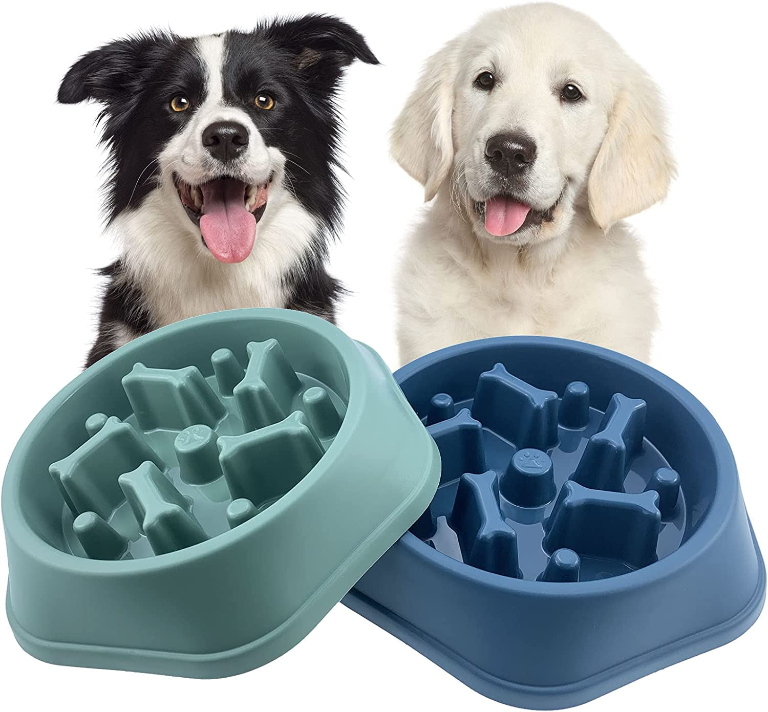 Vannon 2 Pack Slow Feeder Dog Bowls Non Slip Puppy Bowl Durable Dog Puzzle  Feeder Bloat Stop Dog Food Bowls for Puppy and Small Dogs, BPA Free, 1 Cup