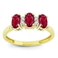thumbnail image 2 of Star K� 3 Three Oval Created Ruby Stones Promise Ring Wedding Band, 2 of 9