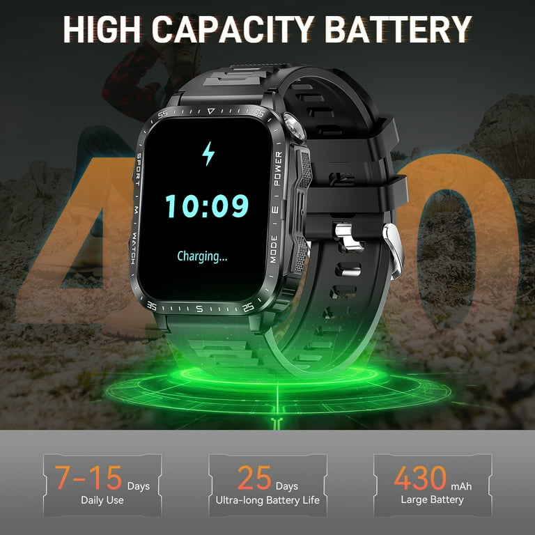 VOPOCO KT79 Smart Watch for Men with LED Flashlight 3ATM
