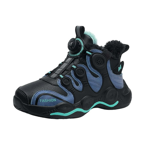 Otqutp Children Boys Snow Boots Winter Non Slip Boots Hiking Outdoor Shoes Soft Sole Anti-Slip Outdoor Sneakers Suitable for Boys and Girls (//Big Kids)(Navy,6-7 Years)