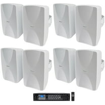 Rockville 6-Zone Commercial/Restaurant Bluetooth Amp 8) White 6.5" Wall Speakers