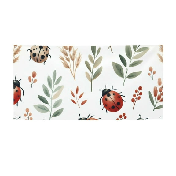 Picia Watercolor Ladybug Pattern Party Banner, Festive Decoration, Holiday Banner, Celebration Decor, Event Banner, Reusable Party Banner-Small