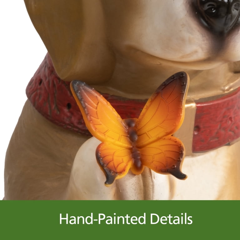 Mainstays Resin Dog Outdoor Garden Statue with Butterfly, Weather