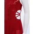 thumbnail image 6 of Aislor Girls' Asymmetrical Tutu Skirted Leotard Sequined Ballroom Lyrical Dress Latin Ballet Dancewear Burgundy 6, 6 of 7