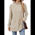 thumbnail image 3 of Camisas de Larga para Mujer, Blusas Túnica Casuales de Cuello Alto Albaricoque M, 3 of 10