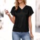 thumbnail image 4 of TaTaai Women's V-neck short sleeve top, solid color, ruffled sleeve design, casual stylish, soft breathable fabric, pullover style, ideal for daily outings & brunch dates Gift, 4 of 8