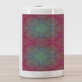 thumbnail image 3 of Psychedelic Ceramic Toothbrush Holder, Bohemian Paisley Pattern Royal Colors Ombre Print Oriental Floral, Decorative Versatile Countertop for Bathroom, 4.5" X 2.7", Pink Teal, by Ambesonne, 3 of 4