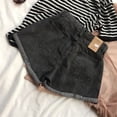 thumbnail image 4 of Shorts for Women High Waist Denim Shorts Loose Relaxed Fit Wide Leg A Shaped Hot Pants, 4 of 6