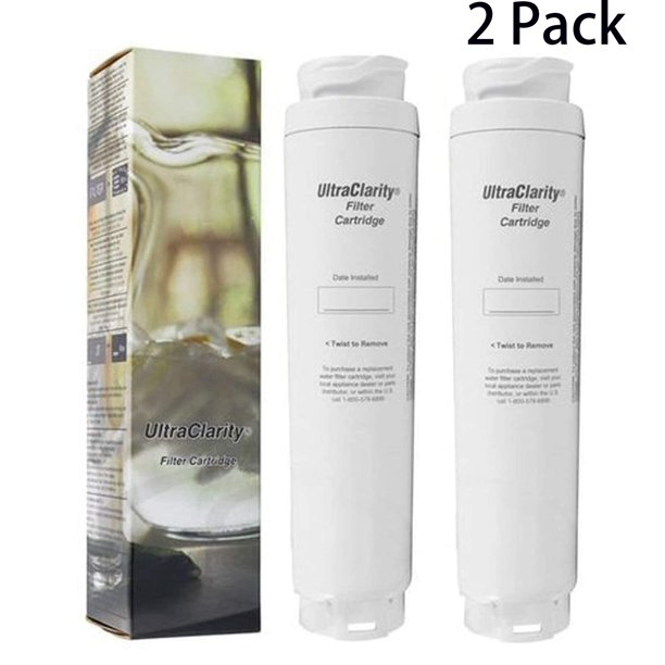 2 Pack Bosch Ultra Clarity Replacement 9000 077104 Refrigerator Water Filter White
