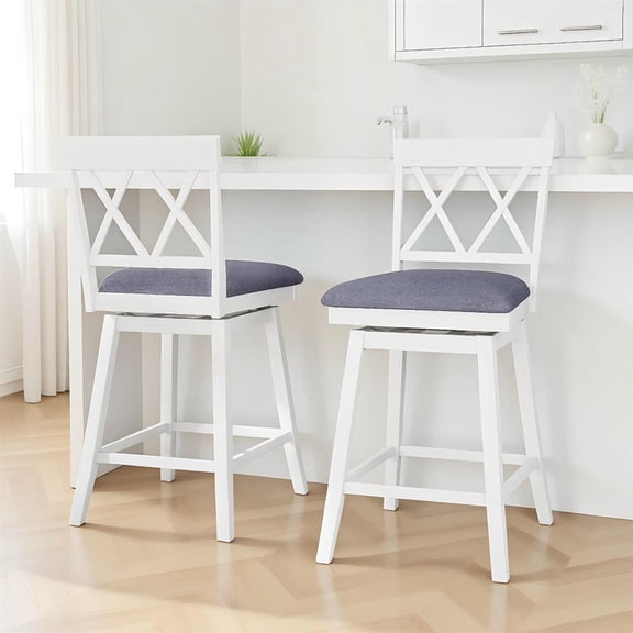 Topcobee Set of 2 Swivel Bar Stools Counter Height Barstools with Backrest Upholstered Seat Cushion, Chairs for Dining Table, Modern Furniture for Home-24 Inches